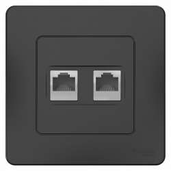 SE Blanca внутр Антрацит Розетка 2-ая КОМП/ТЛФ, RJ45+RJ11 арт. BLNIS045116