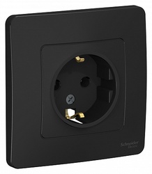 SE Blanca внутр Антрацит Розетка с/з без шторок, 16А, 250В арт. BLNRS001016