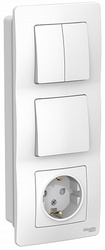 SE Blanca внутр Бел Блок:Розетка з/к шт 16А, 250В+выкл 1кл.+выкл 2кл. арт. BLNBS101201