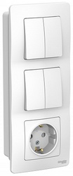 SE Blanca внутр Бел Блок:Розетка з/к шт 16А, 250В+выкл 2кл.+выкл 2кл. арт. BLNBS102201