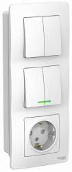 SE Blanca внутр Бел Блок:Розетка з/к шт 16А, 250В+выкл 2кл.с подсветкой+выкл 2кл. арт. BLNBS102211