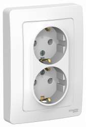 SE Blanca внутр Бел Розетка 2-ая с/з без шторок, 16А, 250В арт. BLNRS001021