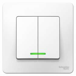 SE Blanca внутр Бел Выключатель 2-клавишный с подсветкой, 10А, 250B арт. BLNVS010511