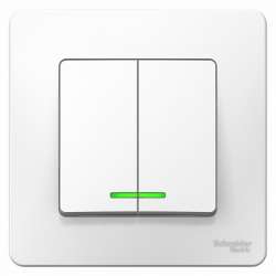 SE Blanca внутр Бел Выключатель 2-клавишный с подсветкой, 6А, 250В арт. BLNVS006511