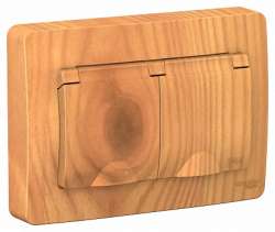 SE Blanca внутр Ясень Розетка 2-ая с/з IP44 со шторками, 16А, 250В арт. BLNRS441125