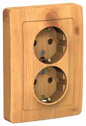 SE Blanca внутр Ясень Розетка 2-ая с/з без шторок, 16А, 250В арт. BLNRS001025