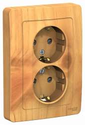 SE Blanca внутр Ясень Розетка 2-ая с/з со шторками, 16А, 250В арт. BLNRS001125