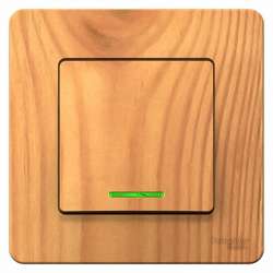 SE Blanca внутр Ясень Выключатель 1-клавишный с подсветкой, 10А, 250B арт. BLNVS010115