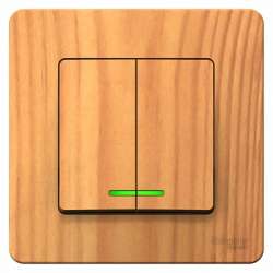 SE Blanca внутр Ясень Выключатель 2-клавишный с подсветкой, 10А, 250B арт. BLNVS010515