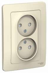 SE Blanca внутр Молочная Розетка 2-ая б/з со шторками, 16А, 250В арт. BLNRS000122