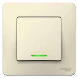 SE Blanca внутр Молочный Выключатель 1-клавишный с подсветкой, 10А, 250B арт. BLNVS010112