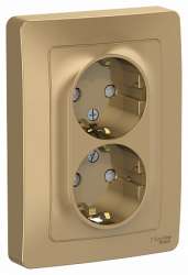 SE Blanca внутр Титан Розетка 2-ая с/з со шторками, 16А, 250В арт. BLNRS001124