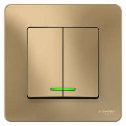 SE Blanca внутр Титан Выключатель 2-клавишный с подсветкой, 10А, 250B арт. BLNVS010514