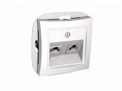 SE Дуэт Бел Розетка 2-ая ТЛФ + компьютерная кат.5E (RJ11+RJ45) арт. WDE000185