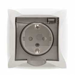 SE Дуэт Бел Розетка с/з с защитными шторками с крышкой IP20, в сборе с рамкой арт. WDE000146