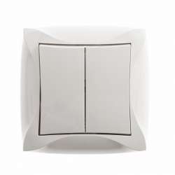 SE Дуэт Бел Выключатель 2-клавишный (сх. 5), в сборе с рамкой арт. WDE000152