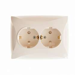 SE Дуэт Беж Розетка 2-ая с/з с защитными шторками арт. WDE000226