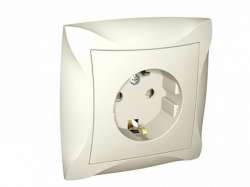 SE Дуэт Беж Розетка с/з, в сборе с рамкой арт. WDE000242