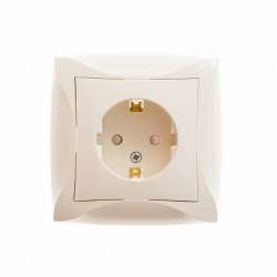 SE Дуэт Беж Розетка с/з с защитными шторками, в сборе с рамкой арт. WDE000244