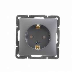 SE Дуэт Серебро Розетка с/з с защитными шторками арт. WDE000345