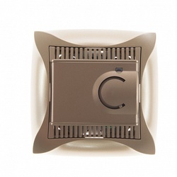 SE Дуэт Шампань Регулятор теплого пола с датчиком +5 до +50°C, 10А, в сборе с рамкой арт. WDE000438