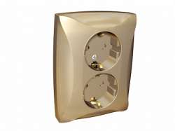 SE Дуэт Шампань Розетка 2-ая с/з с защитными шторками арт. WDE000426