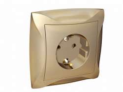 SE Дуэт Шампань Розетка с/з, в сборе с рамкой арт. WDE000442