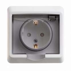 SE Этюд Бел Розетка 1-ая с/з с защитными шторками с крышкой IP44 арт. PC16-044B