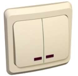 SE Этюд Крем Выключатель 2-клавишный с подсветкой арт. BC10-006K