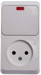 SE Этюд наруж Бел Блок: Розетка б/з + выключатель 1-клавишный с подсветкой арт. BPA16-206B