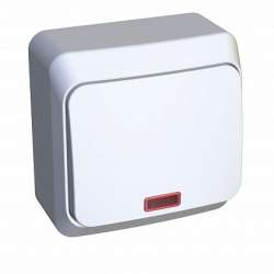 SE Этюд наруж Бел Выключатель 1-клавишный с подсветкой арт. BA10-005B