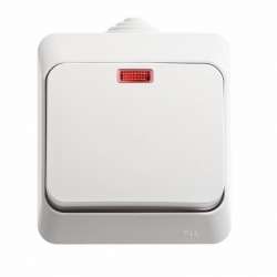 SE Этюд наруж Бел Выключатель 1-клавишный с подсветкой IP44 арт. BA10-045B