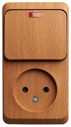 SE Этюд наруж Бук Блок: Розетка б/з + выключатель 1-клавишный с подсветкой арт. BPA16-206T