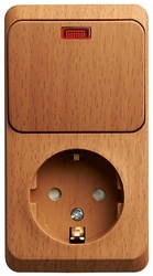 SE Этюд наруж Бук Блок: Розетка с/з со шторками + выключатель 1-клавишный с подсветкой арт. BPA16-203T