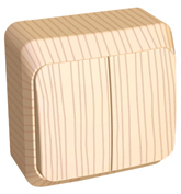 SE Этюд наруж Дача Сосна Выключатель 2-клавишный (сх. 5) арт. BA10-002D