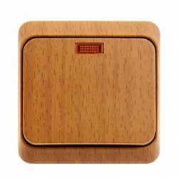 SE Этюд наруж Дача Темный бук Выключатель 1-клавишный с подсветкой (сх. 1) арт. BA10-005T