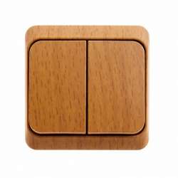 SE Этюд наруж Дача Темный бук Выключатель 2-клавишный (сх. 5) арт. BA10-002T