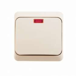 SE Этюд наруж Крем Выключатель 1-клавишный с подсветкой арт. BA10-005K