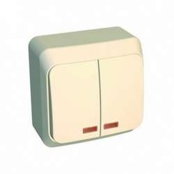 SE Этюд наруж Крем Выключатель 2-клавишный с подсветкой арт. BA10-006K