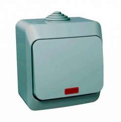 SE Этюд наруж Серый Выключатель 1-клавишный с подсветкой IP44 арт. BA10-045C