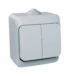 SE Этюд наруж Серый Выключатель 2-клавишный IP44 арт. BA10-042C