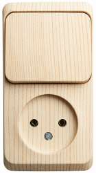 SE Этюд наруж Сосна Блок: Розетка б/з + выключатель 1-клавишный арт. BPA16-204D