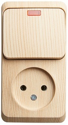 SE Этюд наруж Сосна Блок: Розетка б/з + выключатель 1-клавишный с подсветкой арт. BPA16-206D