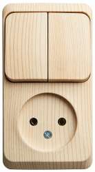 SE Этюд наруж Сосна Блок: Розетка б/з + выключатель 2-клавишный арт. BPA16-205D