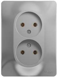 SE Glossa Алюминий Розетка 2-я б/з (в сборе с рамкой) арт. GSL000320