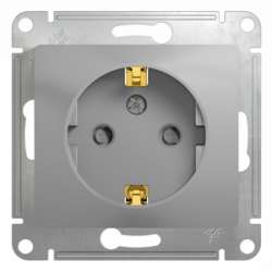 SE Glossa Алюминий Розетка с/з со шторками арт. GSL000345