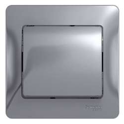 SE Glossa Алюминий Выключатель 1-клавишный, сх.1, 10АХ (в сборе с рамкой) арт. GSL000312