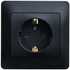 SE Glossa Антрацит Розетка с/з, 16А (в сборе) арт. GSL000742