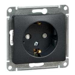 SE Glossa Антрацит Розетка с/з со шторками, 16А арт. GSL000745