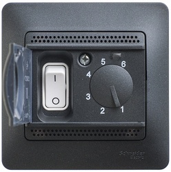 SE Glossa Антрацит Термостат электронный теплого пола с датчиком, от +5 до +50°C, 10A (в сборе) арт. GSL000738